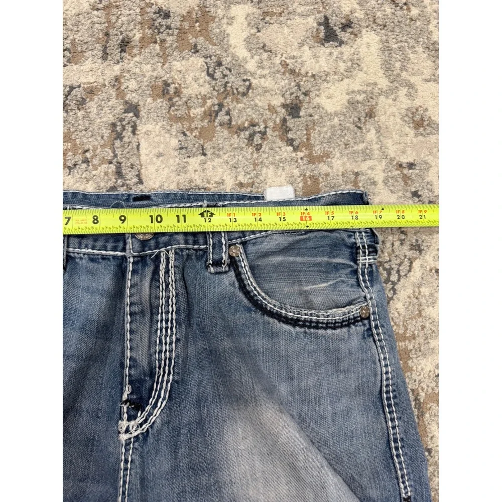True Religion Straight Leg Jeans Mens 38 Medium‎ Wash White Contrast Stitch Y2K